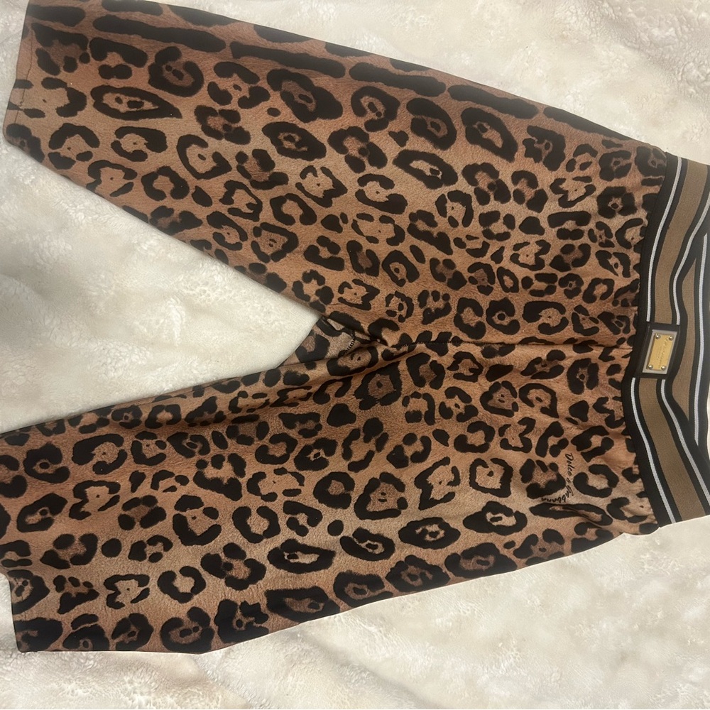 Versace Brown and Black Bike Shorts with Leopard Print